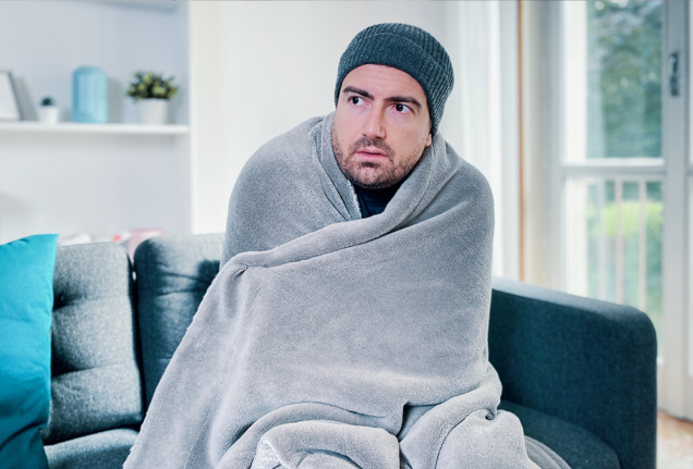 Man wrapped in blanket